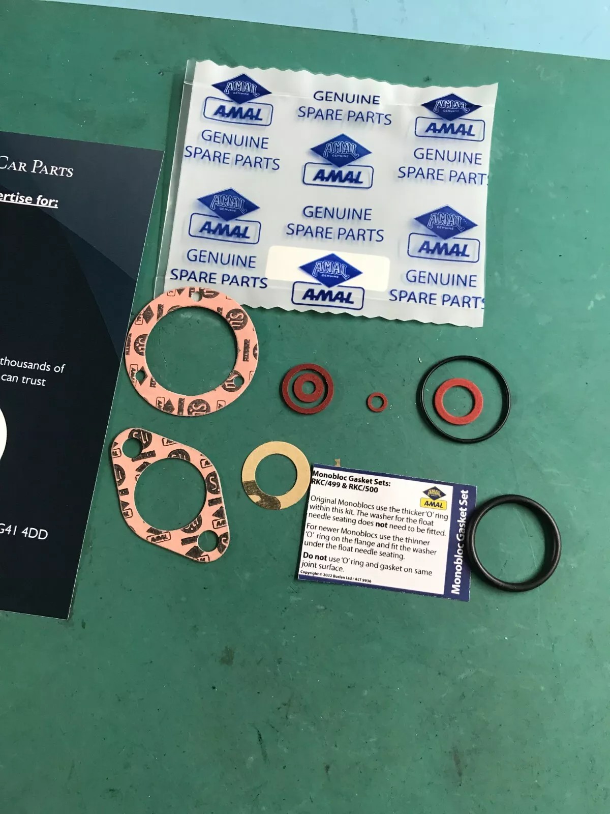 Genuine AMAL 389 Monobloc GASKET SET KIT for AJS BSA Triumph Norton. RKC/500.