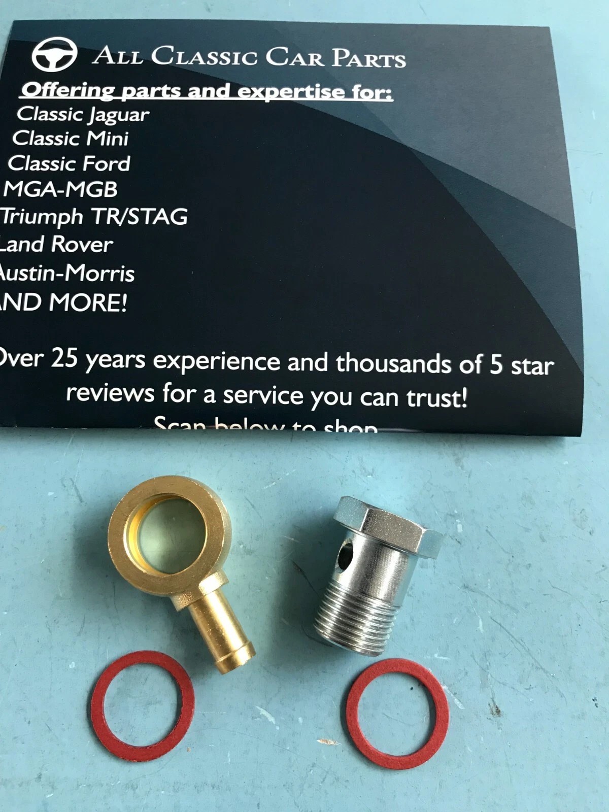 AUC2698 - BHH1940 SU Fuel Pump Brass Banjo union - Bolt - washers MG-Jaguar