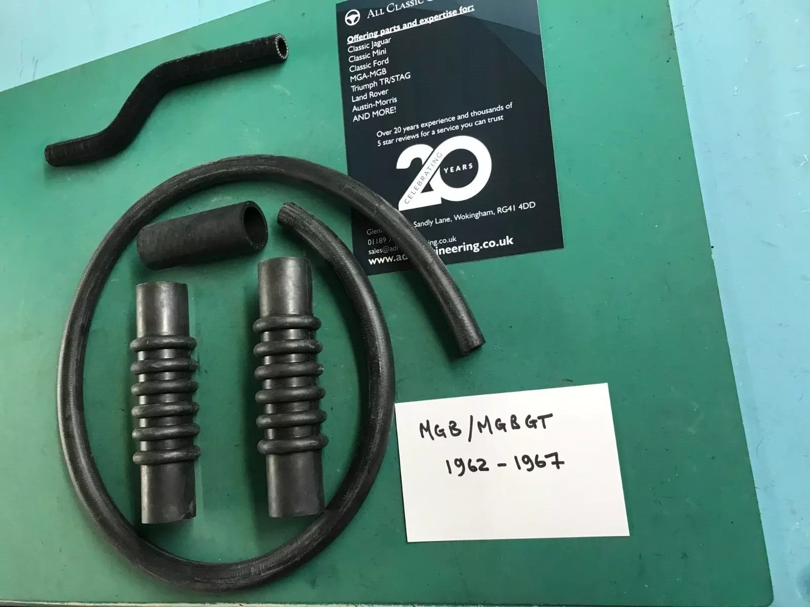 MGB- MGB-GT 62-67 RADIATOR WATER, COOLING REINFORCED RUBBER HOSES KIT 
