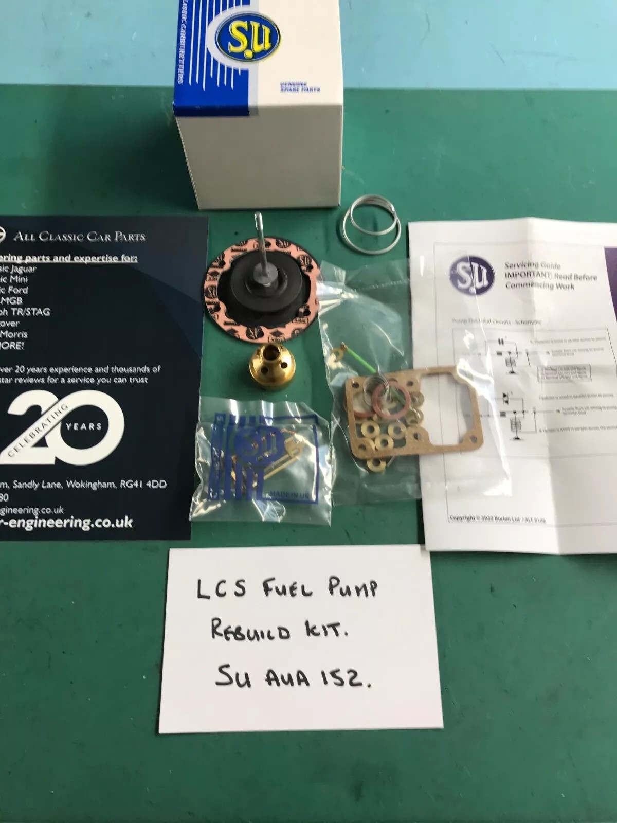GENUINE SU FUEL PUMP SQUARE BODIED AUA 152 REBUILD KIT, JAGUAR XK120/40/50